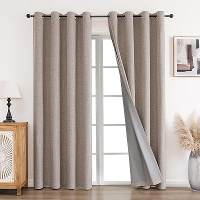 CUCRAF 100% Blackout Curtains Linen 84 Inch Drop 2 Panels 52x84