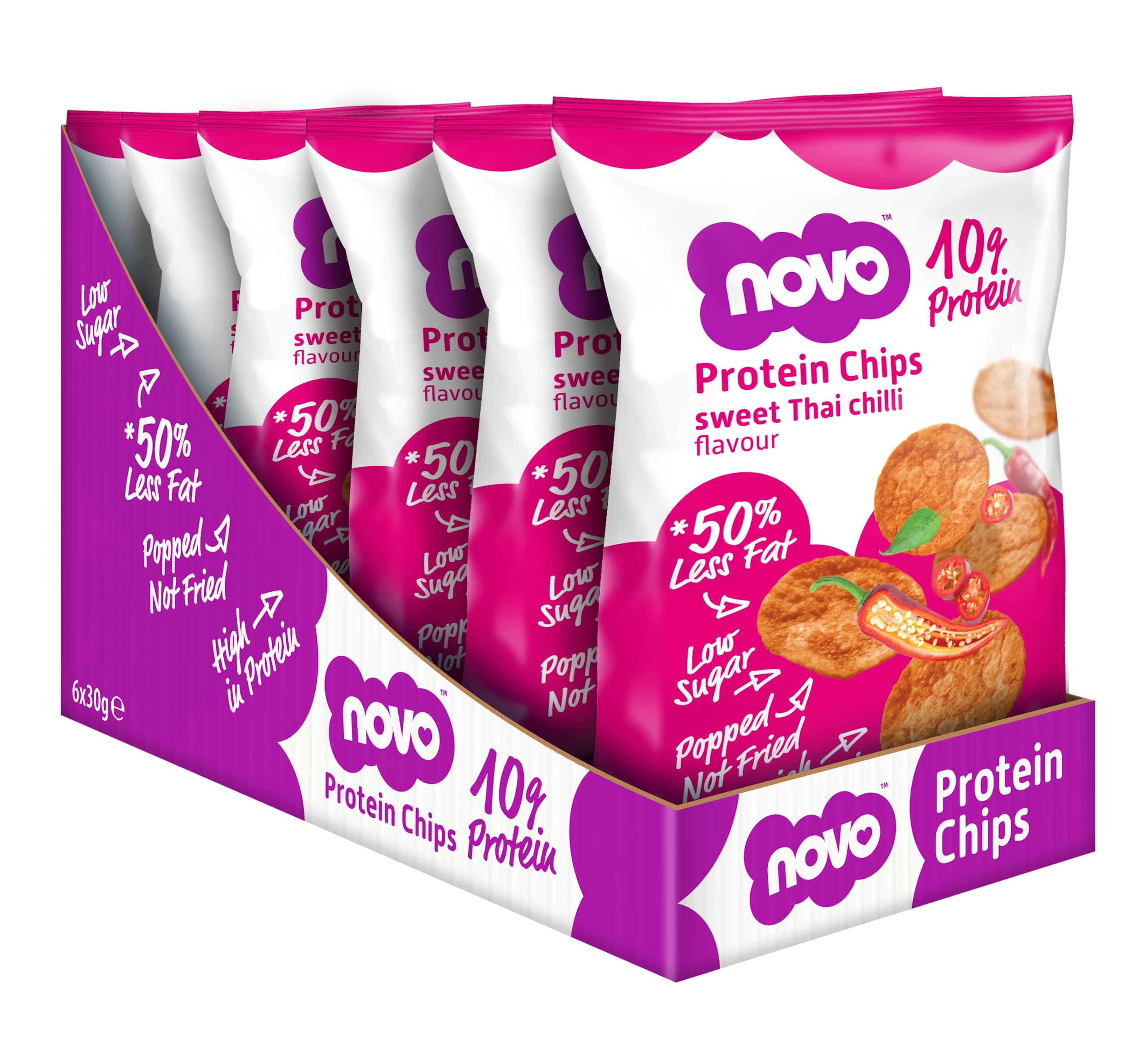 Novo Nutrition Protein Chips - Sweet Thai Chilli (Box of 6 x 30g)