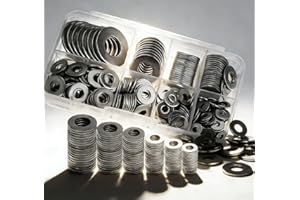 304 Stainless Steel Flat Washers 80Pcs Assortment, Multi-Size M2 to M6 Kit for Small Projects, Home Repair, Electronics, Furn