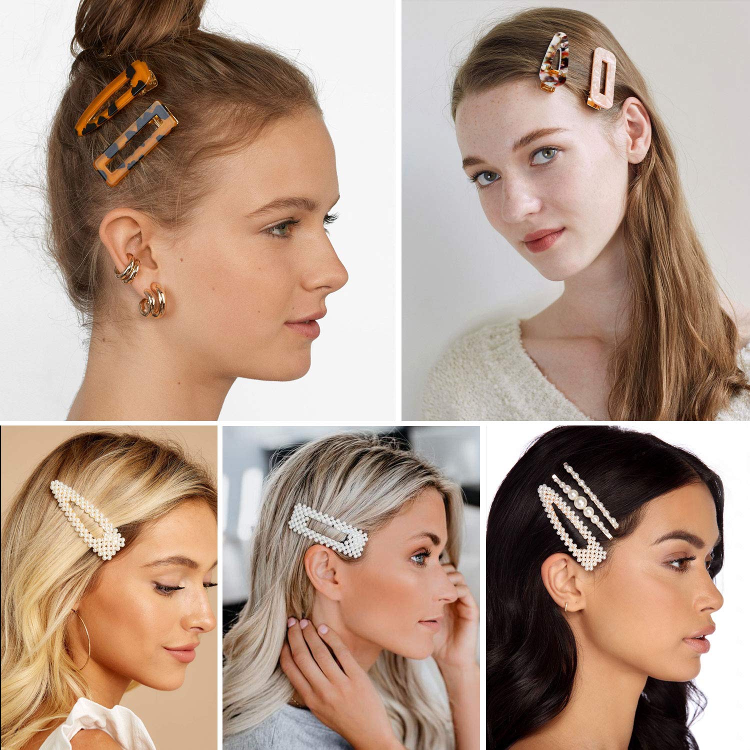 Langwolf Hair Clips for Women Girls, Styling Acrylic and Pearls Hair Barrettes for Ladies Short, Medium, Long, Braids Hair Decorations : Beauty