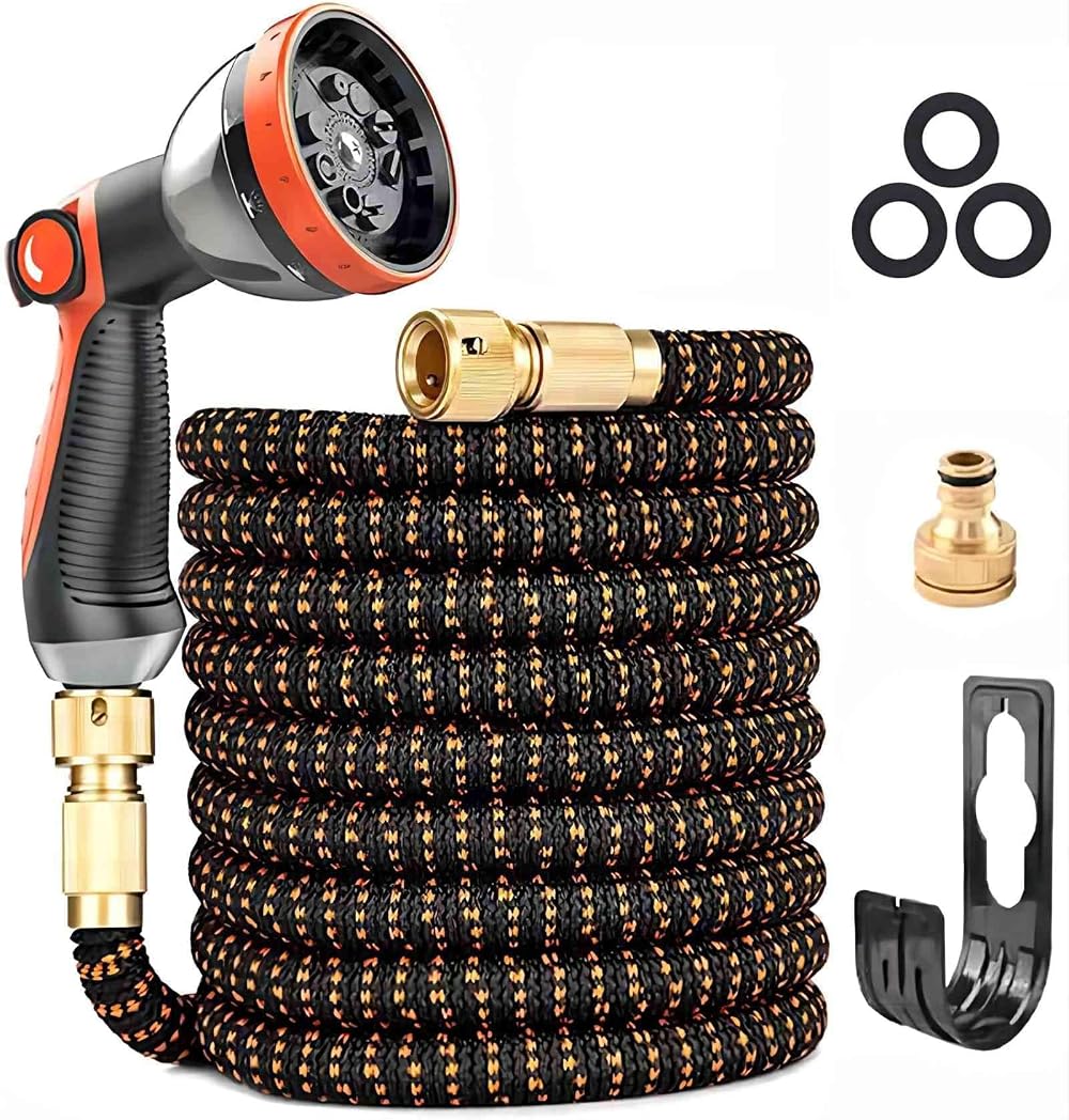Yofidra 50FT Upgraded 3-Layer Latex Expandable Garden Hose 10 Function No-Kink