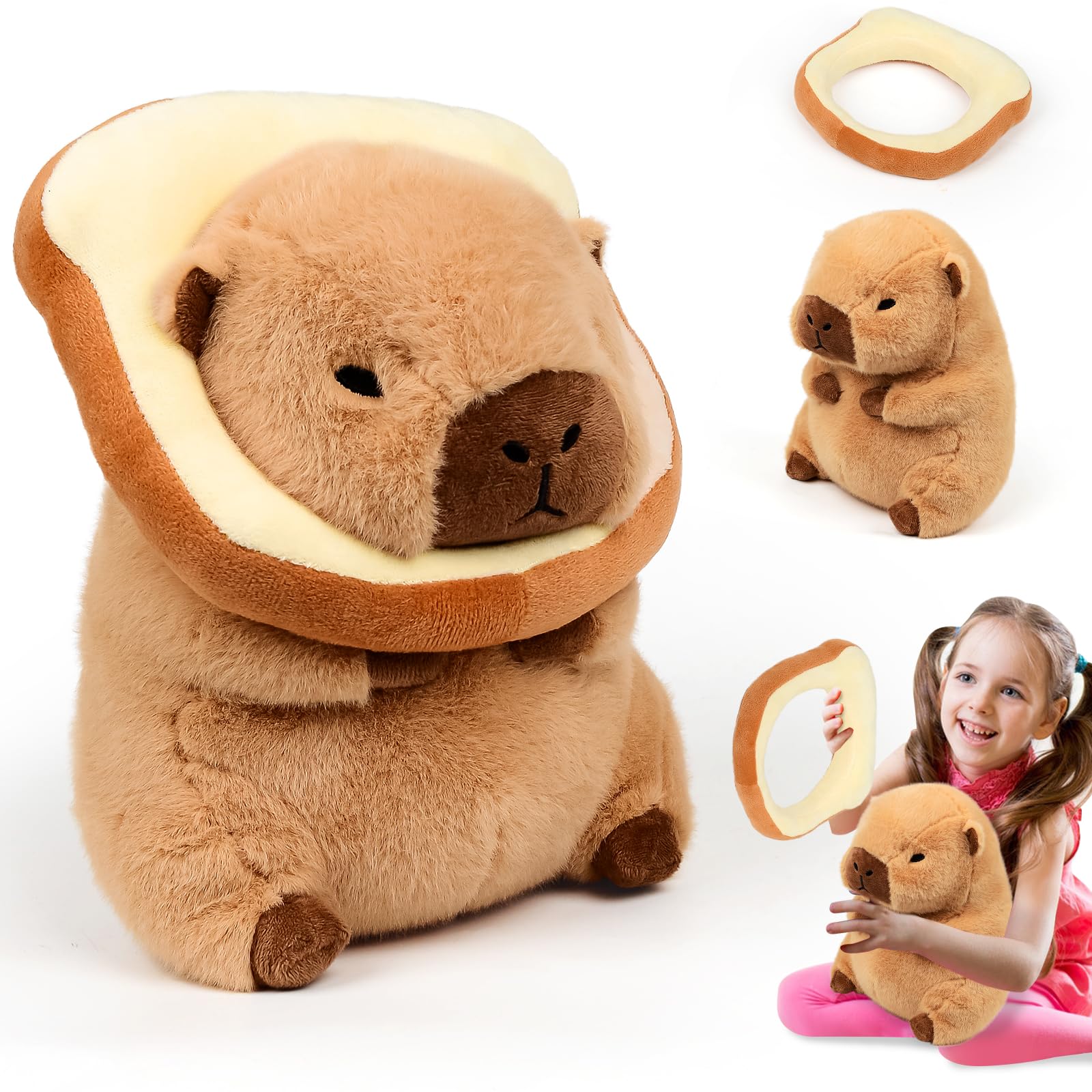 xinrongda Capybara Plush Toy, Capybara Carrying Breads Toy, 23CM Realistic Soft Stuffed Animal Guinea Pig Toys, Easter Gifts for kids, Christmas Stocking Fillers Kids Boys Girls