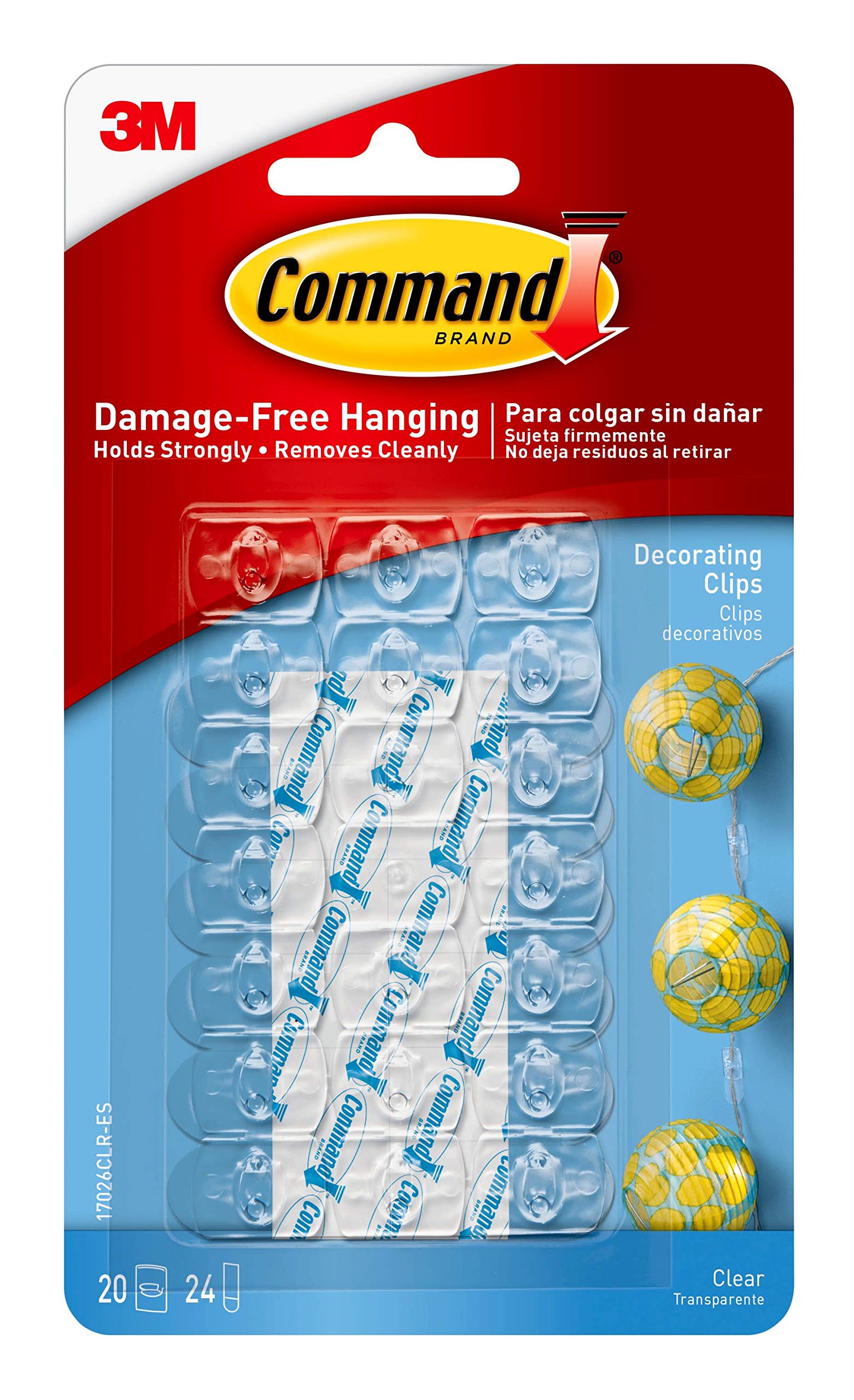 Command Decorating Clips, Clear, 20-Clip, 6-Pack