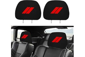 YOSRTER Headrest Covers for Dodge Charger Challenger Durango Accessories Soft Black Fabric Head Rest Cover Universal Fit to All Car/Truck Models 2 Pack（Red Trim）