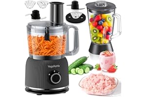 Food Processor and Blender Combo, 88 oz Food Chopper for Meat, Vegetable and Dough, 70 oz 700W Glass Jar Blender with 2 Speed