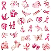 SANNIX 60Pcs Breast Cancer Pins, Pink Ribbon Enamel Lapel Pins Brooch Badge | Bulk for Breast Cancer Awareness Accessories, Survivor Month Charity Event, Party Favors, 30 Styles