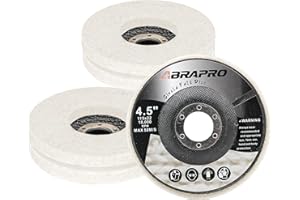 ABRAPRO ABARPRO 4.5" x 7/8" Wool Felt Polishing Wheel Disc for Angle Grinder, Wool Buffing Wheel Pad for Polishing Rough Surface to a Mirror Finish, for Metal Aluminum Marble Wood, 5 Pack