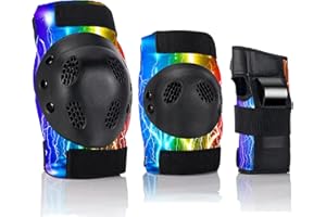 JeeFree Skateboard Pads Kids/Youth/Adult Shield Elbow Pads and Wrist Guards Protective Gear,Strong Double Straps&Adjustable Easy-Fix Clips for Skateboarding,Rollerblading,ScooterRoller,Skating,Bicycle