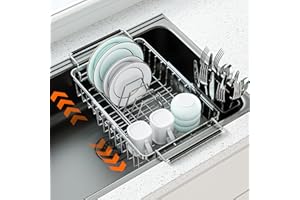 Dolreiik Expandable Dish Drying Rack in Sink,Stainless Steel Over The Sink Dish Drainer Drying Rack for Kitchen Counter,with 
