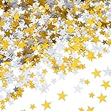 HESTYA 60 g Star Confetti Glitter Star Table Confetti Metallic Foil Stars for Party Wedding Festival Decorations (Gold Silver