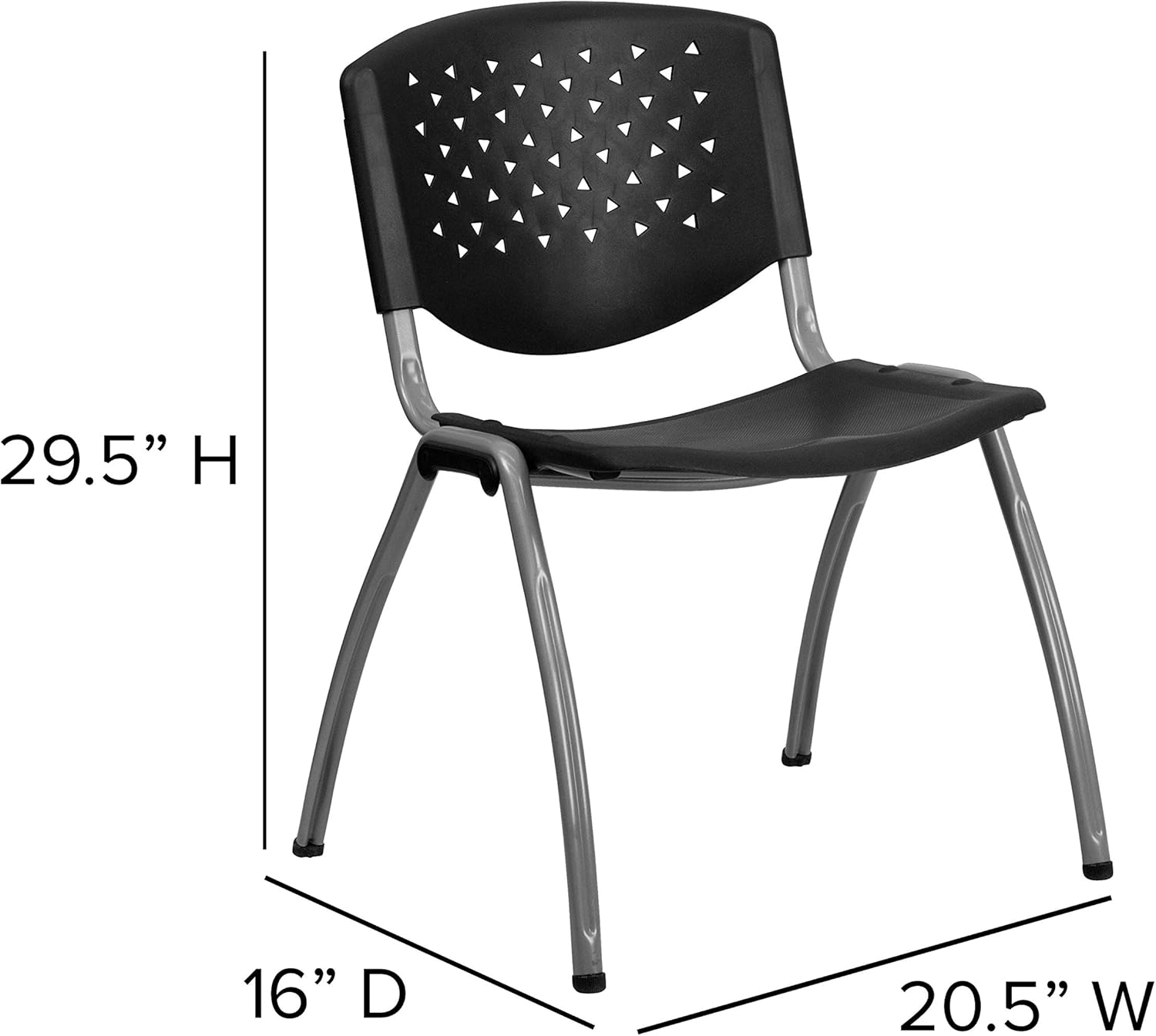 Flash Furniture HERCULES Series 880 lb. Capacity Black Plastic Stack Chair with Titanium Gray Powder Coated Frame: Furniture & Decor