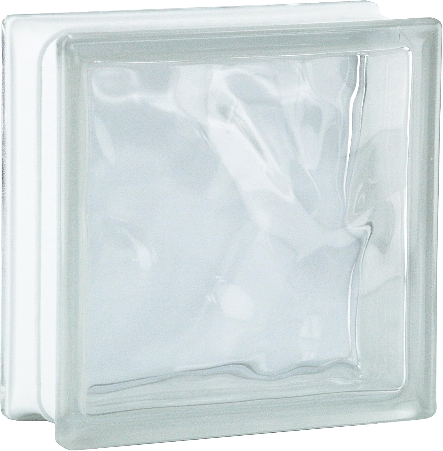 6 Mattoni In Vetro Satinato SUPER White 19x19x8 Cm – Effetto Rombo, Finitura Lucida Su Un Lato