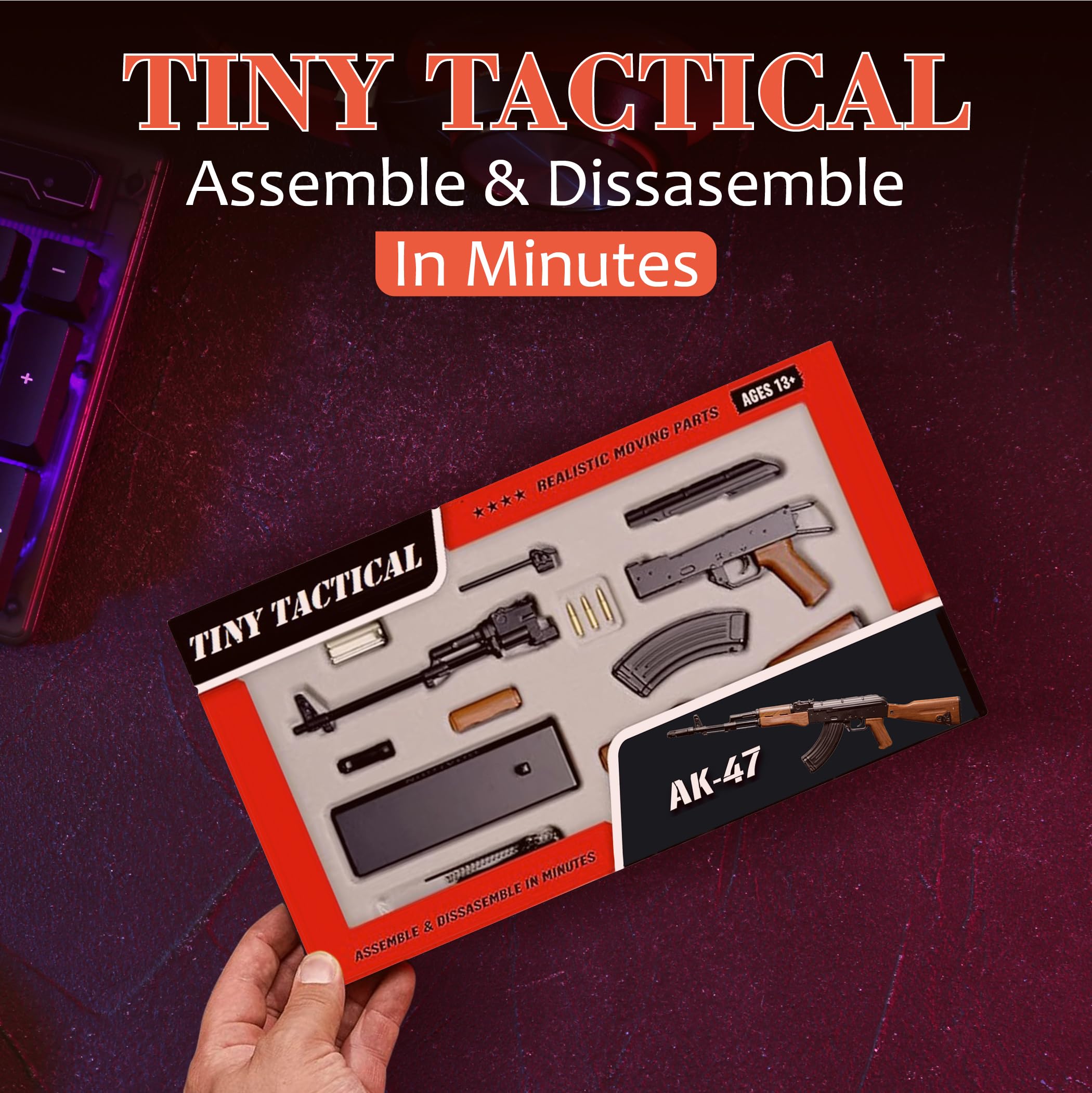 Ak Build Kit Mua Tiny Tactical Miniature AK 47 Model Black | 1:3 Scale Diecast Metal ...