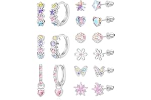 STALIGUE Hypoallergenic Earrings for Girls Women,Surgical Steel Screw Back Earrings for Little Girl Cute Kids Earrings Set for Sensitive Ears Screw back Stud Toddler Earring Set Kids Jewelry for Teen Girls