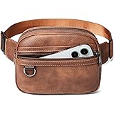 Leresas 2L Fanny Packs for Women Men Everywhere Belt Bag Vegan Leather Chic Waist Pack Crossbody Chest Bag Travel Hiking Brown