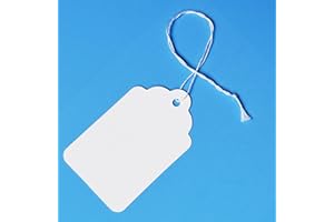 EZDOM White Merchandise Tags #8 – 500 Tags with String, 2 3/4” x 1 11/16” – Paper Strung Marking Tags with 6” String Attached for Pricing and Labeling