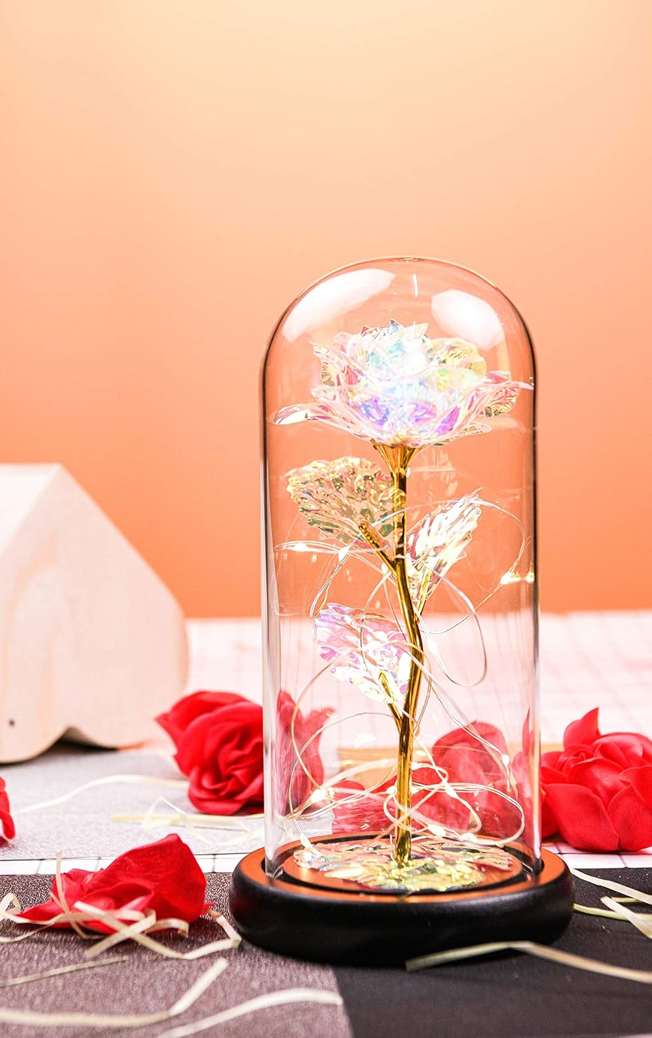 Galaxy Rose Flower Gift, Infinity Rose in Glass Dome with USB,Automated Color Change String Light on The Crystal Rose,Unique Gifts for Women, Christmas, Valentine's Day, Anniversary and Birthday - Image 4