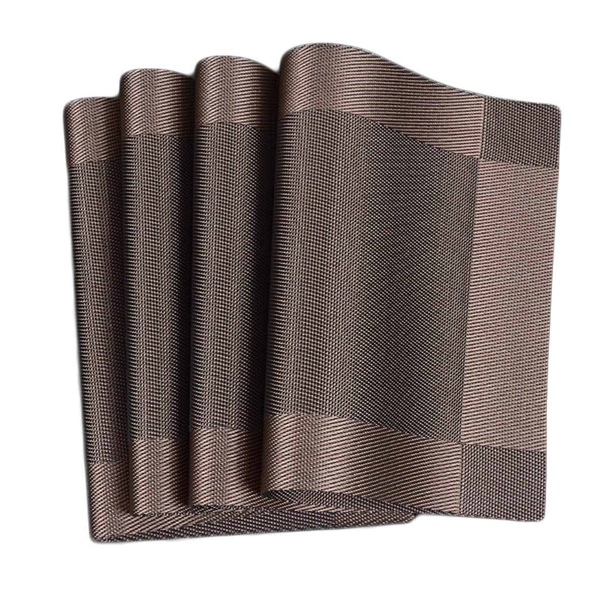Dooppa PVC Insulation Non-slip Placemats Washable Table Mats Set of 4 (brown)