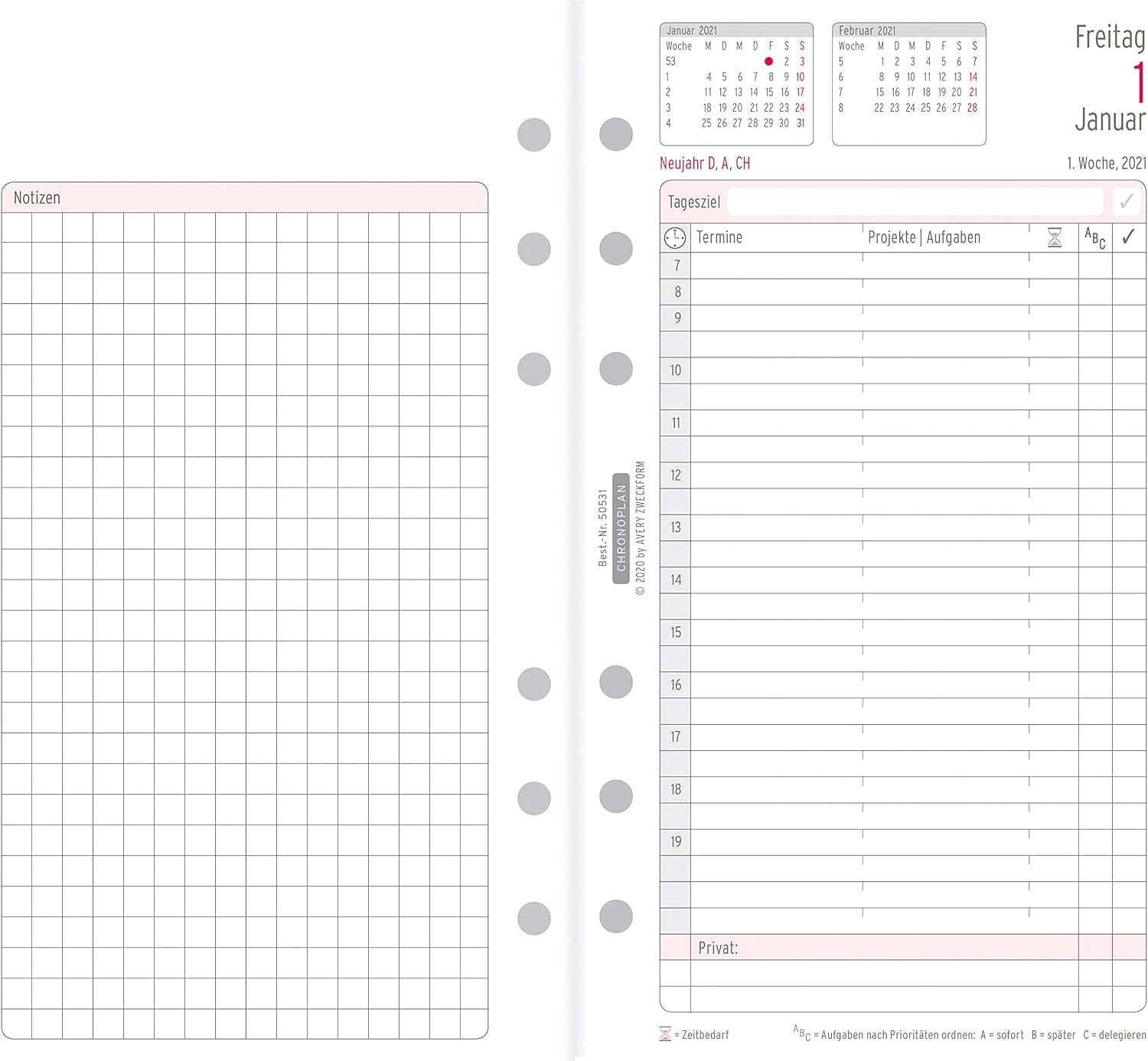 Avery Zweckform Chronoplan 50531 Year Planner Set Mid-Year 2011, cream, Midi - Image 3