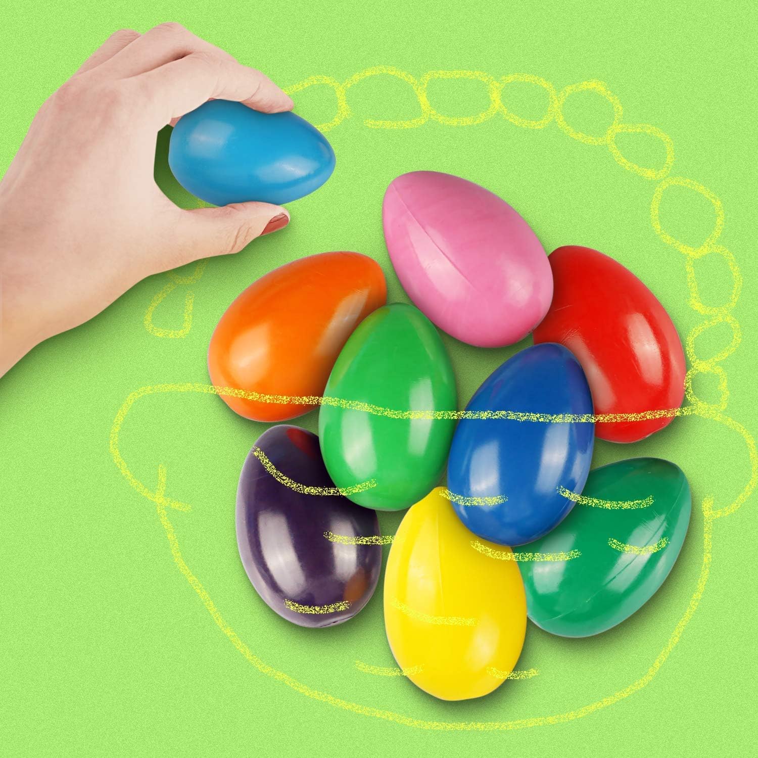 Crayons for Toddlers, Palm Grip Crayons Set 9 Colors Non Toxic Crayons Washable Paint Crayons Stackable Toys for Kids, Baby, Children, Boys and Girls(Egg-Shaped): Office Products