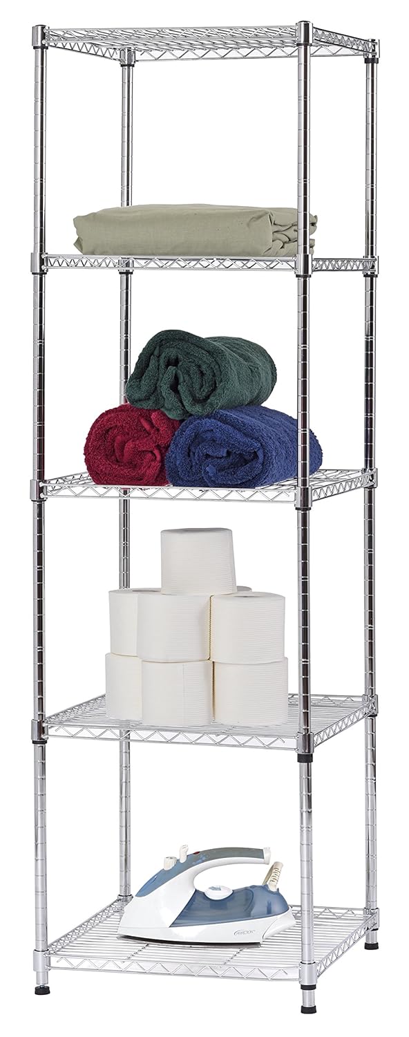 Muscle Rack Steel Wire Shelf Slim Spacesaver, 59"H x 18"W x 18"H, Chrome, Model:SWS181859-5C: Industrial & Scientific