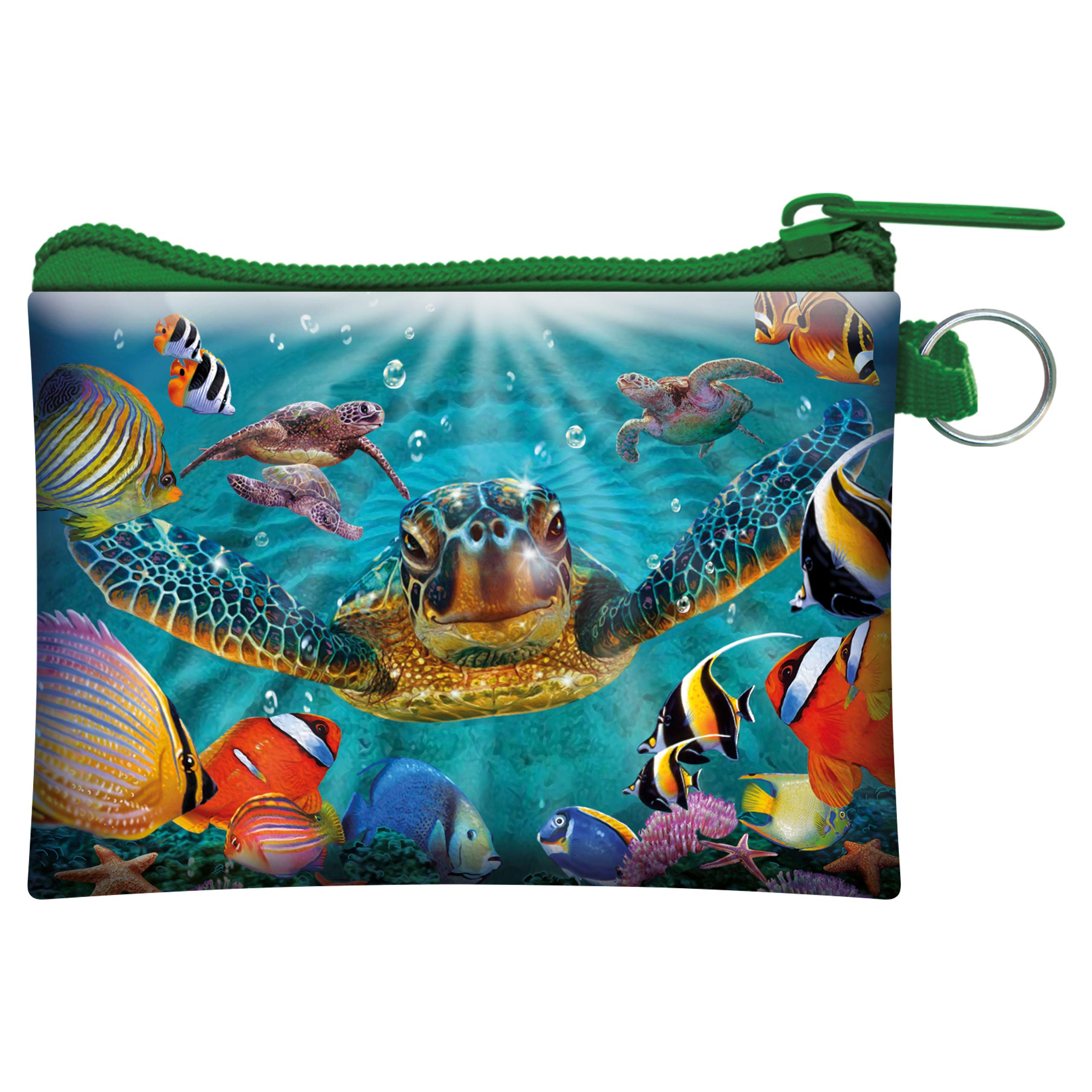 3D LiveLife Coin Purse - Tiny Bubbles from Deluxebase. Lenticular Sea Turtle Themed Wallet Featuring Secure Zip, Compact Design for Cash and Card Storage. Perfect Ocean Animal Gift.