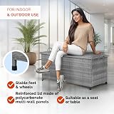 CASARIA 270 Litre Polyrattan Storage Box with Wheels Grey 117x53x60cm view 5