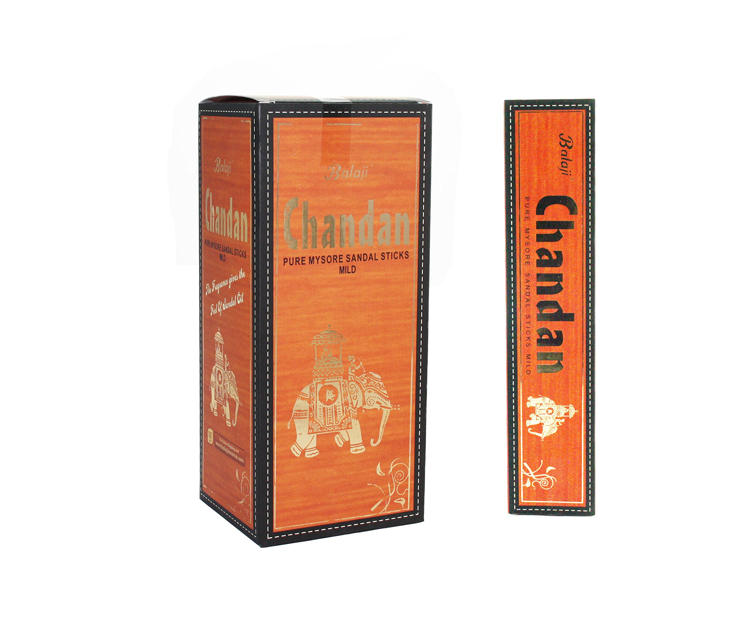 Balaji Chandan Pure Mysore Sandal Mild Incense Sticks, (12 units x 15 sticks), Brown,11 x 9.7 x 25 cm