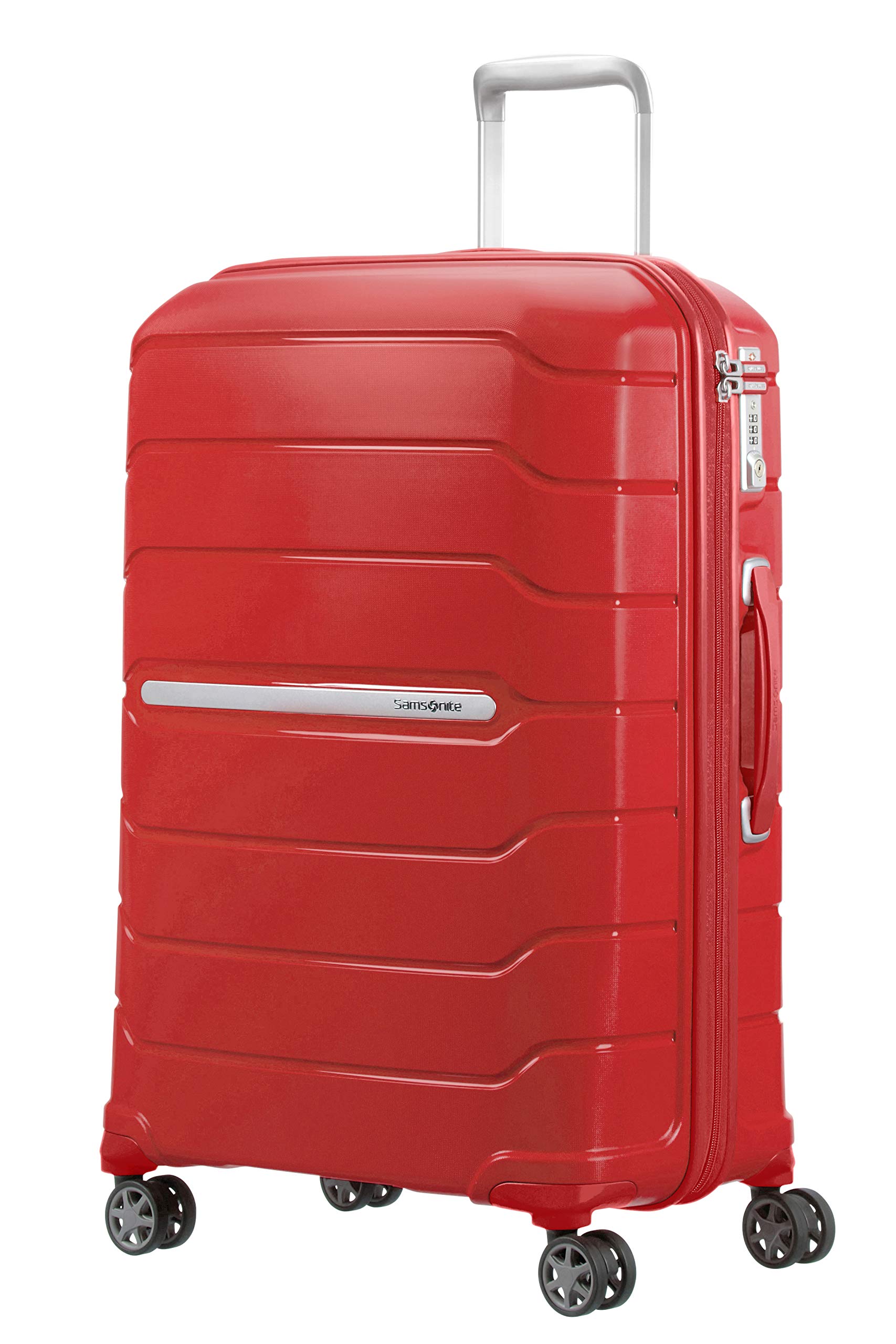 Samsonite Flux - Spinner M, Expandable Suitcase, 68 cm, 75/85 L, Red (Red)