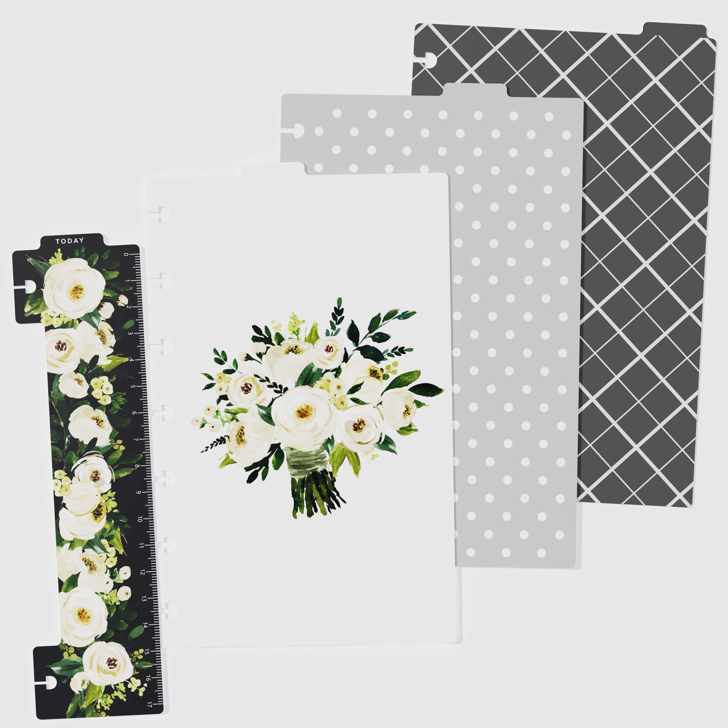 Discagenda Rosa Blanca Today Marker Ruler and Dividers Set for Planner Personal Organizer, Compatible with HP Mini