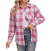 SANGTREE Womens and Girls Long Sleeve Flannel Shirt Casual Button Down Plaid Shirts, 3 Months - Adult 2XL