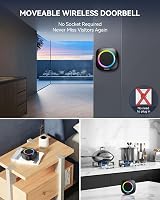 TECKNET Wireless Doorbell RGB Light 400m Range IP66 Battery Powered view 2