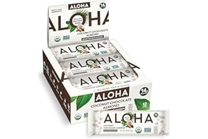 ALOHA Organic Plant Based Protein Bars |Coconut Chocolate Almond | 12 Count, 1.98oz Bars | Vegan, Low Sugar, Gluten Free, Pal