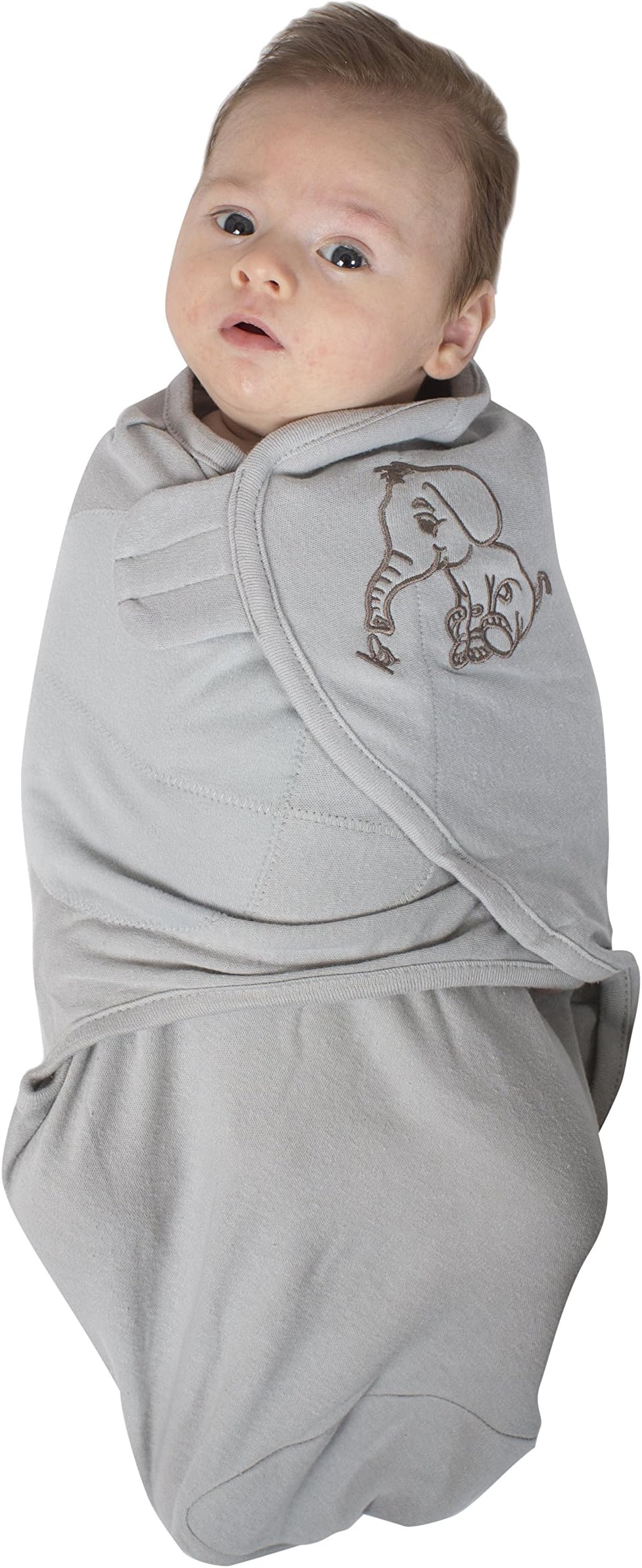 Bo Jungle B-Wrap Swaddle Blanket (Large, Grey Elephant)
