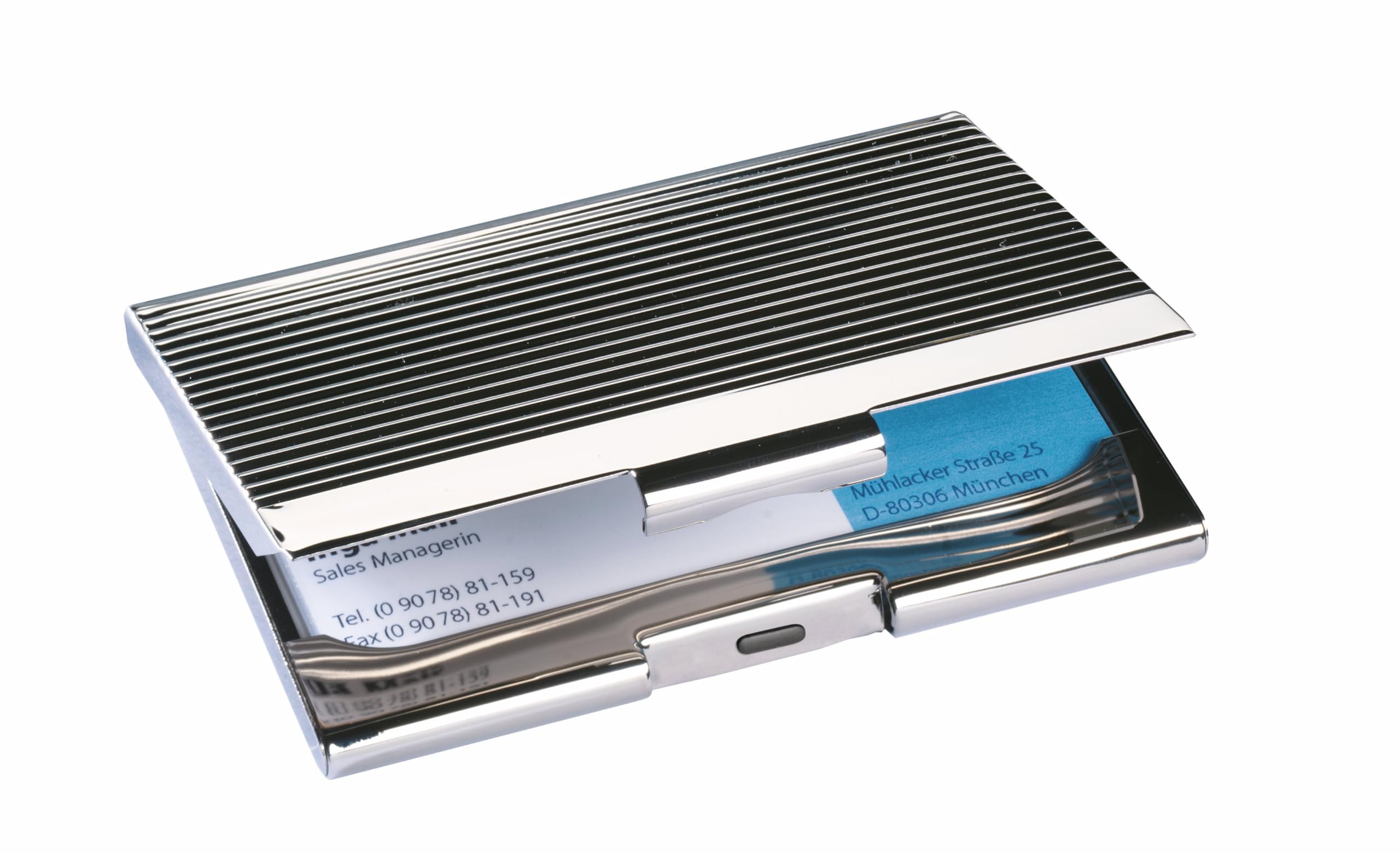 SIGEL VZ130 Business Card Case, chrome, for up to 20 cards (max, 9,1 x 5,6 cm), shiny silver — image 1
