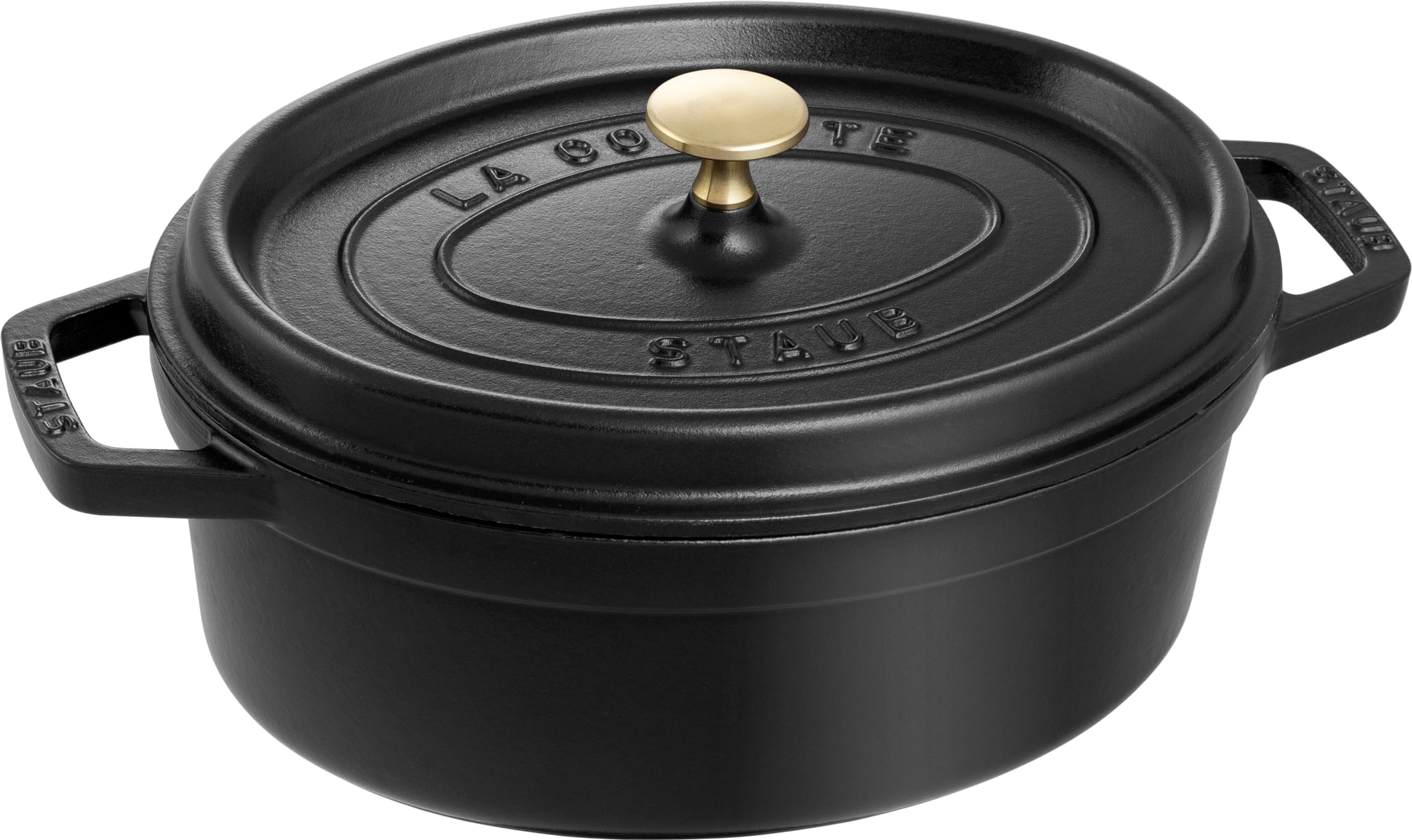 STAUB Cocotte, Gusseisen Bräter, Alle Herdarten inkl Induktion, Oval 27 cm, 3,2 L, Schwarz