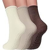 Elapse Space 3 Pairs Pilates Socks with Grips for Women Non Slip Grip Socks for Yoga Barre Hospital Workout