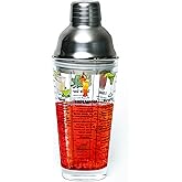 14 oz Recipe Glass Cocktail Shaker With Strainer Top - Includes 6 Cocktail Drink Recipes (Tequila Theme)