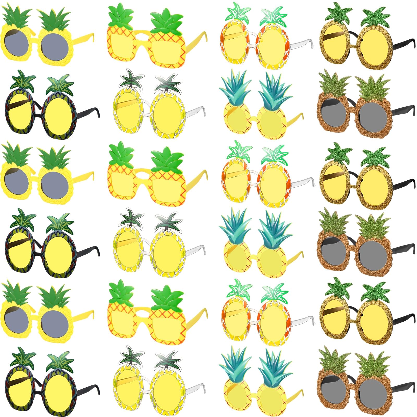 Photo 1 of Kanayu 24 Pairs Pineapple Sunglasses Luau Party Sunglasses Tropical Hawaiian Fruit Shape Eyewear Novelty Booth Props Pineapple Party Favors for Summer Pool Beach Luau Theme Party Accessories