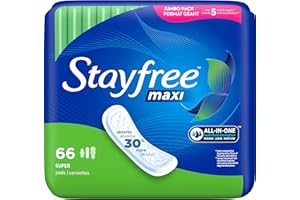 Stayfree Maxi Pads for Women, Super - 66 Count