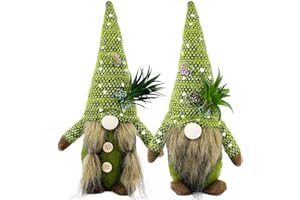 LOVINLAND Spring Decorations for Home - Cute Spring Decor for Tiered Tray, Indoor, Table, Office, Desk, Farmhouse - Spring Plant Plush Gnomes - Spring Green Table Centerpiece - Desk Accessories - Gnomes Gifts