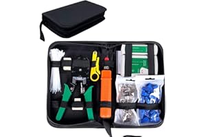 SGILE 9-in-1 Portable Crimping Tool Kit, 8P8C 6P6C 4P4C Connectors, RJ11/RJ12/RJ45 Cat5 Cat5e Network/Phone Cable Tester, Black