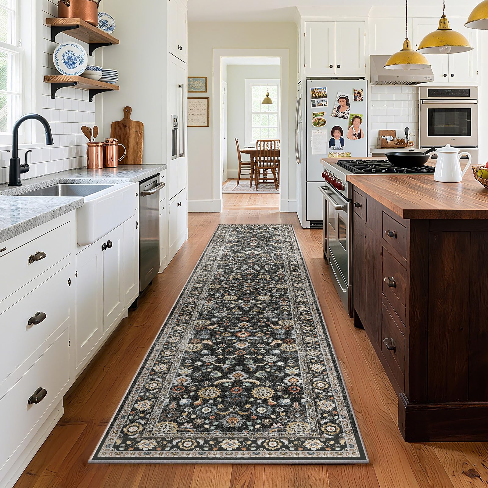 Washable Runners for Hallways Kitchen Rug: 2'x10' Runner Rugs Stain Resistant Non Slip Low Pile Boho Carpet Runners for Hallways Bedroom Entryway Indoor Beside Bathroom Laundry Room Image