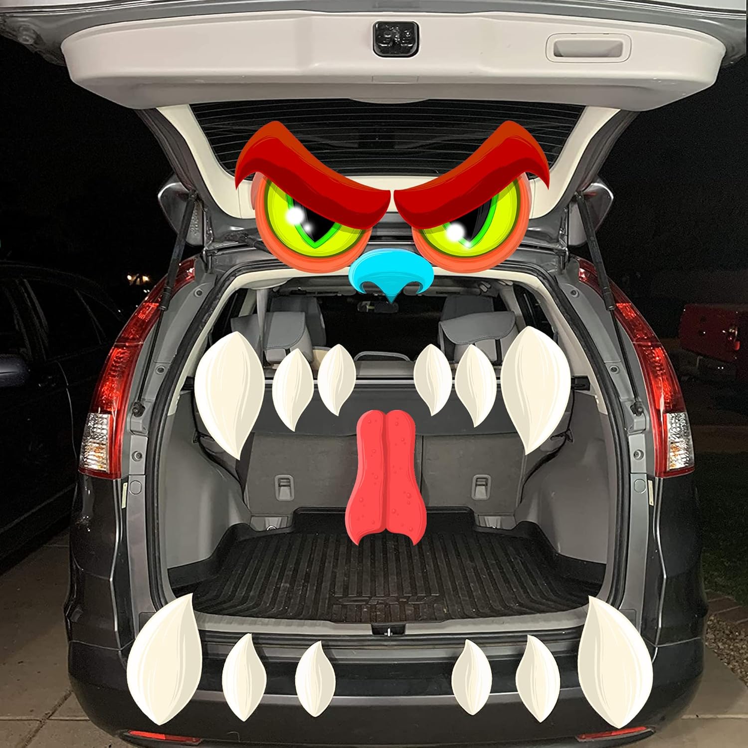 Garage Door Decorations - JOYIN Halloween Monster Trunk or Treat Car Archway Garage Decoration with Eyes, Fangs, Nostrils and Double Side Stickers