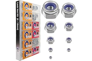 EEEEE Lock Nuts Assortment 524 pcs Stainless Steel 304 Metric locknut Nylon Insert Hardware nut nylock Secure Steel nut Nylon Bolts (Metric 524pcs)