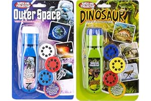 Georgie Porgy Slide Torch Projector Toys Flashlight for Kids Educational Solar System Planet Toys Science Set Wall Ceiling Tents Dino Night Lamp Gifts for Boys Girls (Outer Space + Dinosaur)