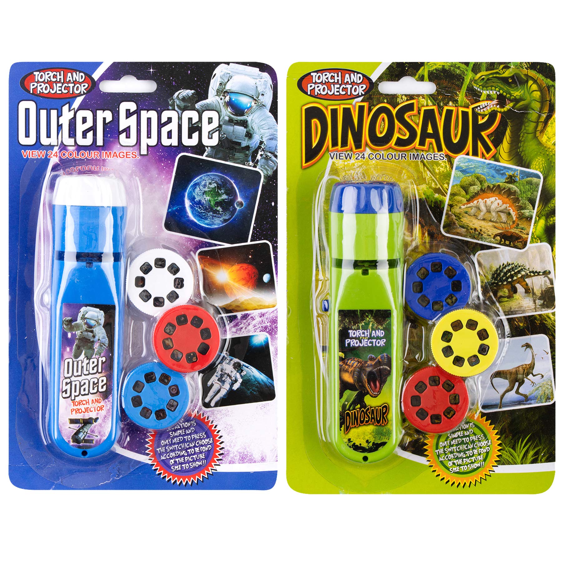 Georgie Porgy Children Projector Toys Educational Science Set Wall Ceiling Tent Torch Flashlight for Kids Gifts for Boys Girls (Outer Space + Dinosaur) — image 1