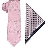 Geoffrey Beene Mens Classic Formal Casual Modern Pattern Design Textured Floral Necktie Pocket Square Set