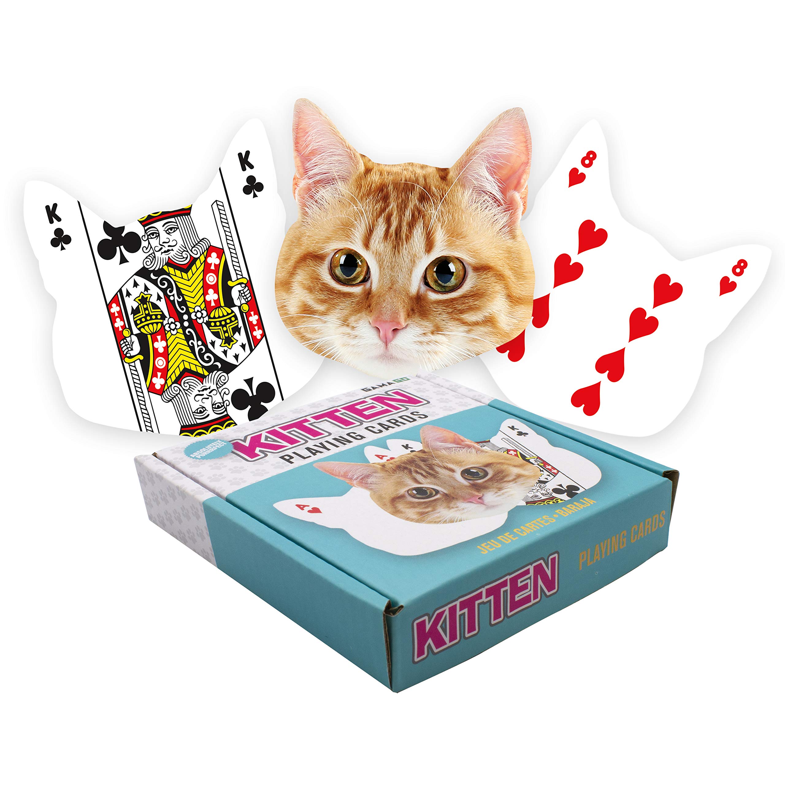GAMAGO Kitten-Shaped Playing Cards | 52 Card Deck + 2 Jokers