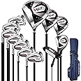 PGM Men's Oversea 9/12 Pieces Complete Golf Club Set with High-Strength Thin Face Design 460cc Driver High Forgiveness Ideal for Beginners
